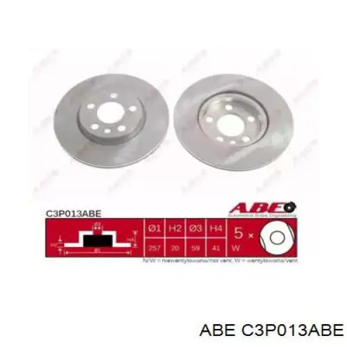 Диск переднього гальма ABE C3P013ABE ціна, від 22.13 USD