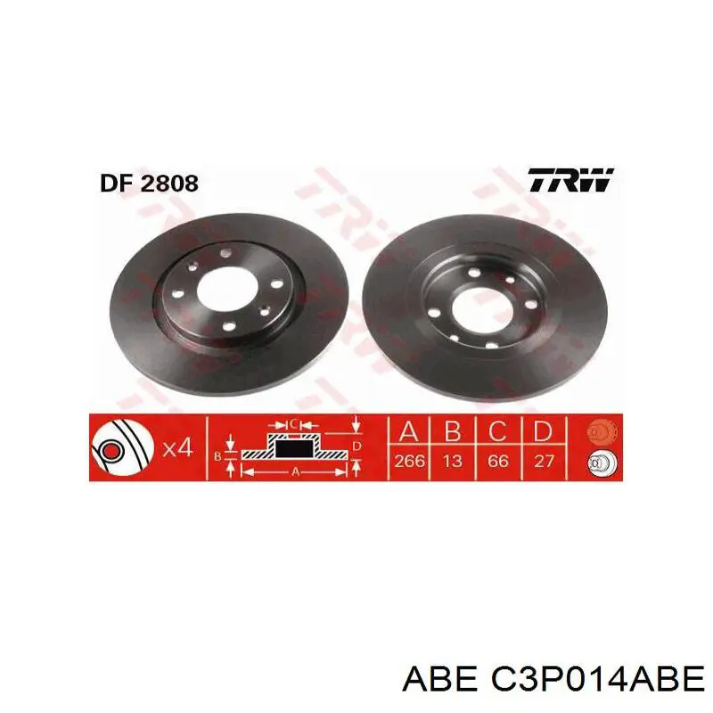 Диск переднього гальма ABE C3P014ABE ціна, від 21.42 USD
