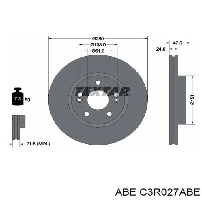 C3R027ABE ABE диск гальмівний передній