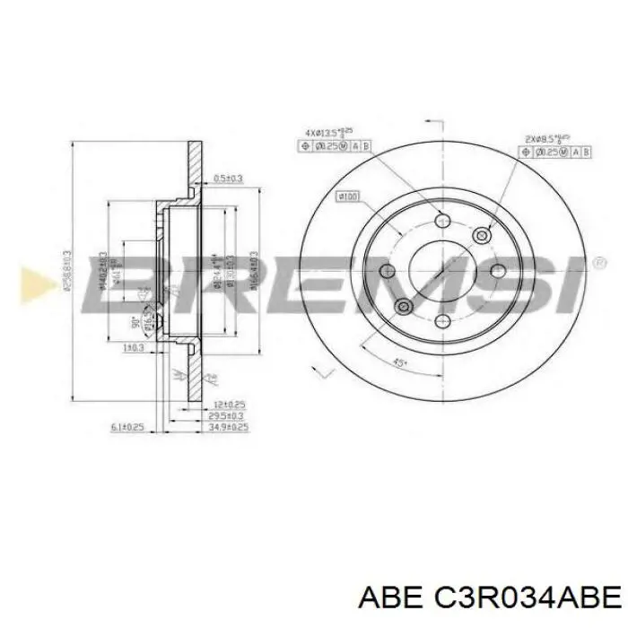 Гальмівні диски передні C3R034ABE ABE