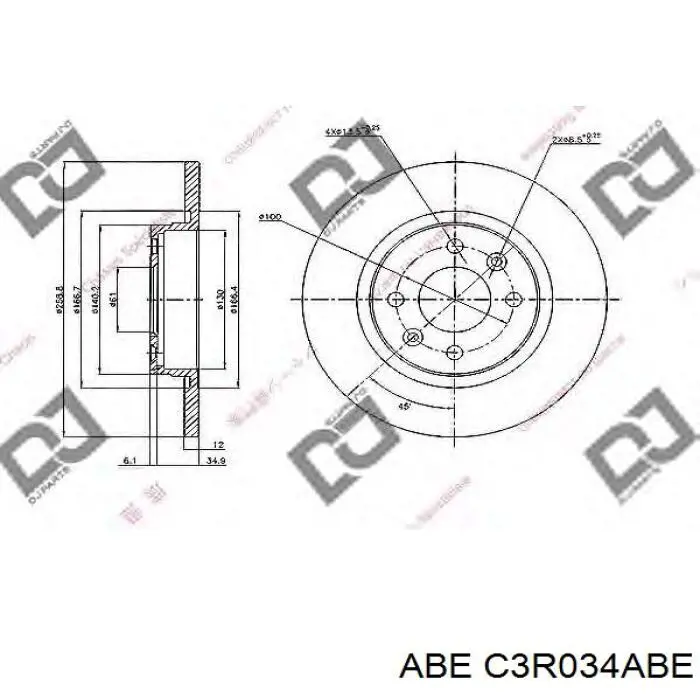 Диск гальмівний передній ABE C3R034ABE