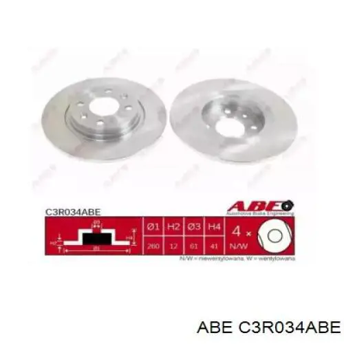 Диск переднього гальма ABE C3R034ABE ціна, від 19.57 USD
