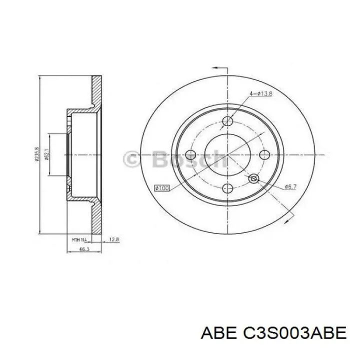 Диск гальмівний передній ABE C3S003ABE