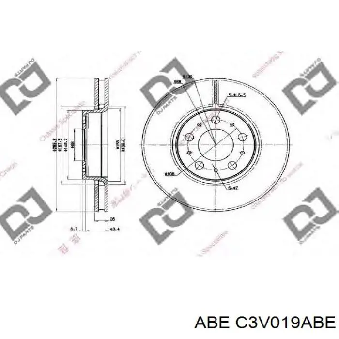 Диск гальмівний передній ABE C3V019ABE