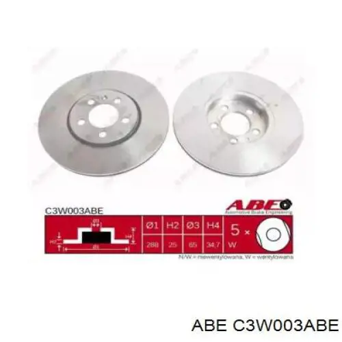 Диск гальмівний передній ABE C3W003ABE