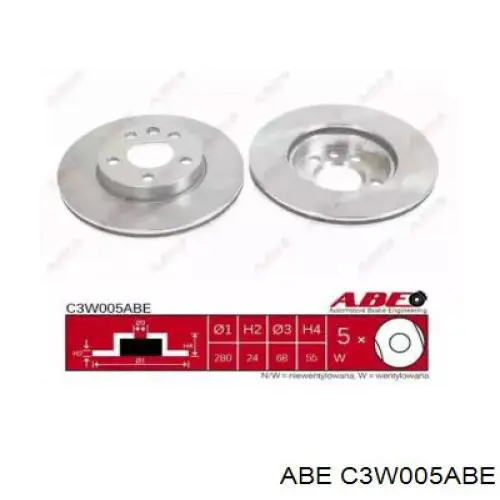 Диск переднього гальма ABE C3W005ABE ціна, від 34.17 USD