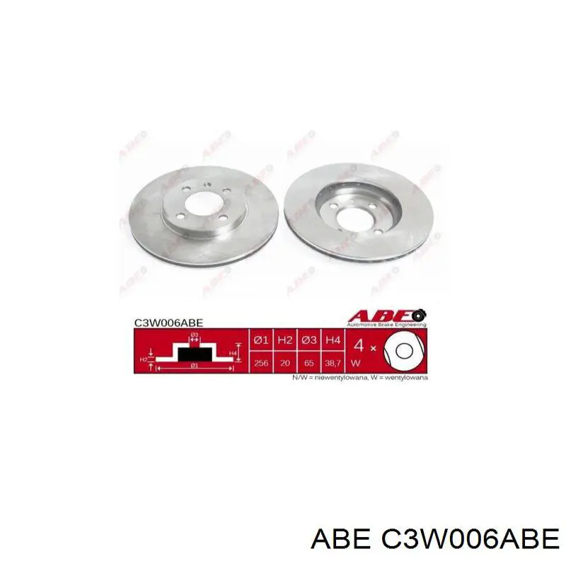 Диск переднього гальма ABE C3W006ABE ціна, від 21.07 USD