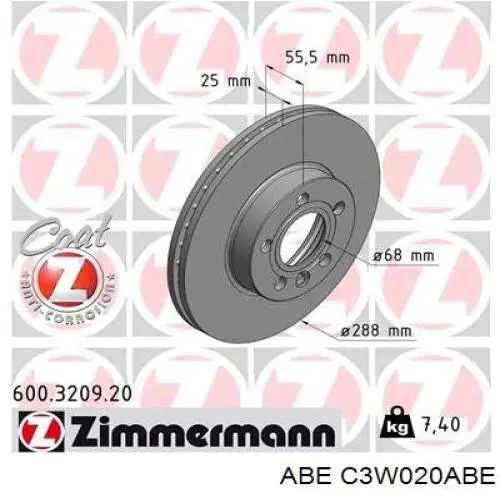 Диск гальмівний передній C3W020ABE ABE