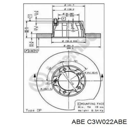 C3W022ABE ABE диск гальмівний передній