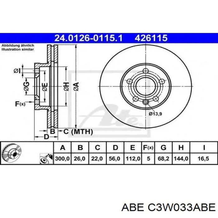 Купити C3W033ABE ABE Ротор гальмівний