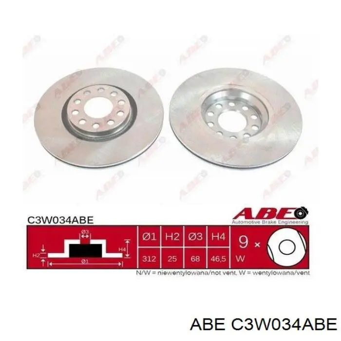 Гальмівні диски передні C3W034ABE ABE