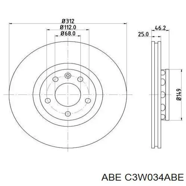 Диск гальмівний передній ABE C3W034ABE