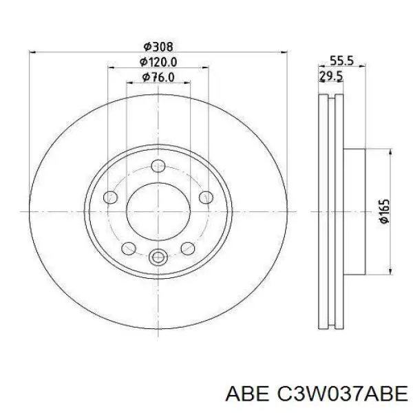 Диск гальмівний передній ABE C3W037ABE