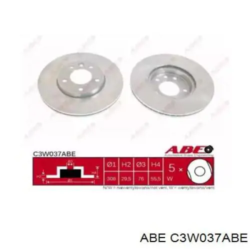 Диск переднього гальма ABE C3W037ABE ціна, від 50.52 USD