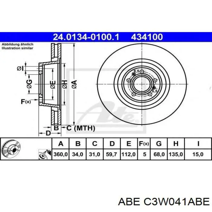 Гальмівні диски передні C3W041ABE ABE