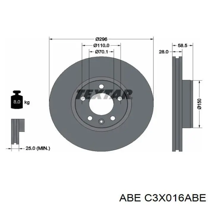 C3X016ABE ABE диск гальмівний передній