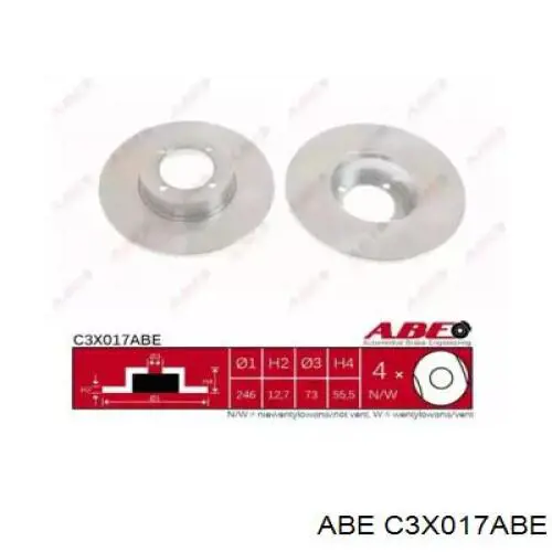 C3X017ABE ABE диск гальмівний передній