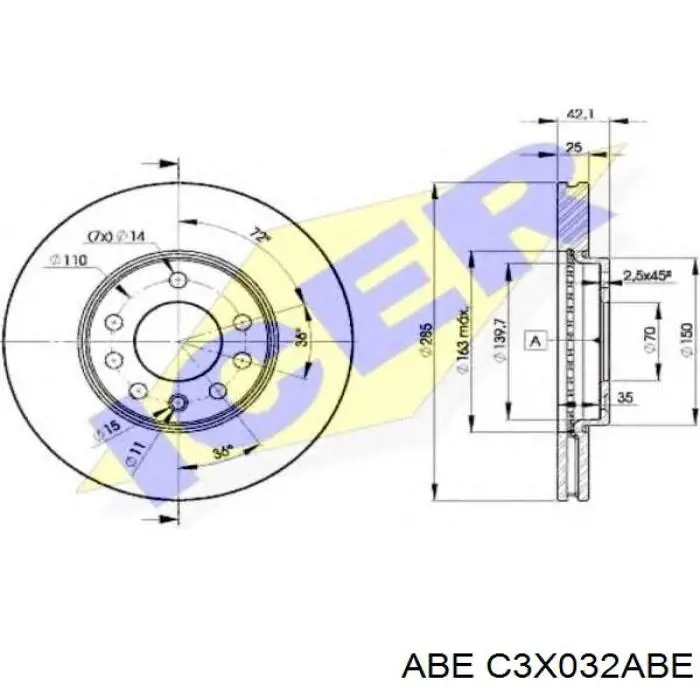Диск переднього гальма ABE C3X032ABE ціна, від 33.86 USD