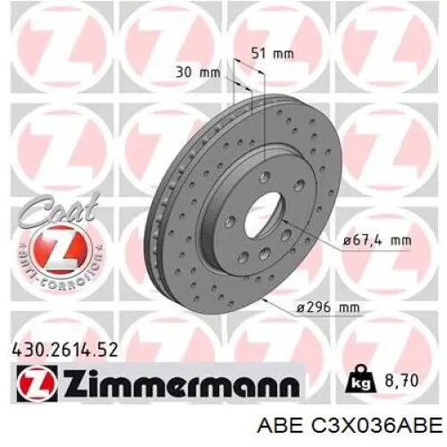 Диск переднього гальма ABE C3X036ABE ціна, від 46.64 USD