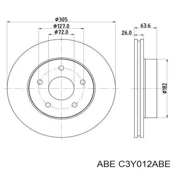 Диск переднього гальма ABE C3Y012ABE ціна, від 36.47 USD