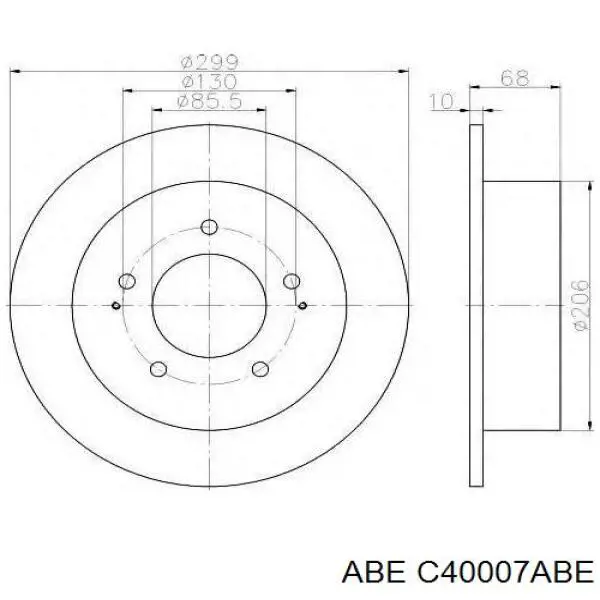 Диск гальмівний задній ABE C40007ABE