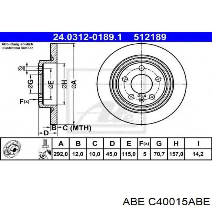Диск гальмівний задній ABE C40015ABE