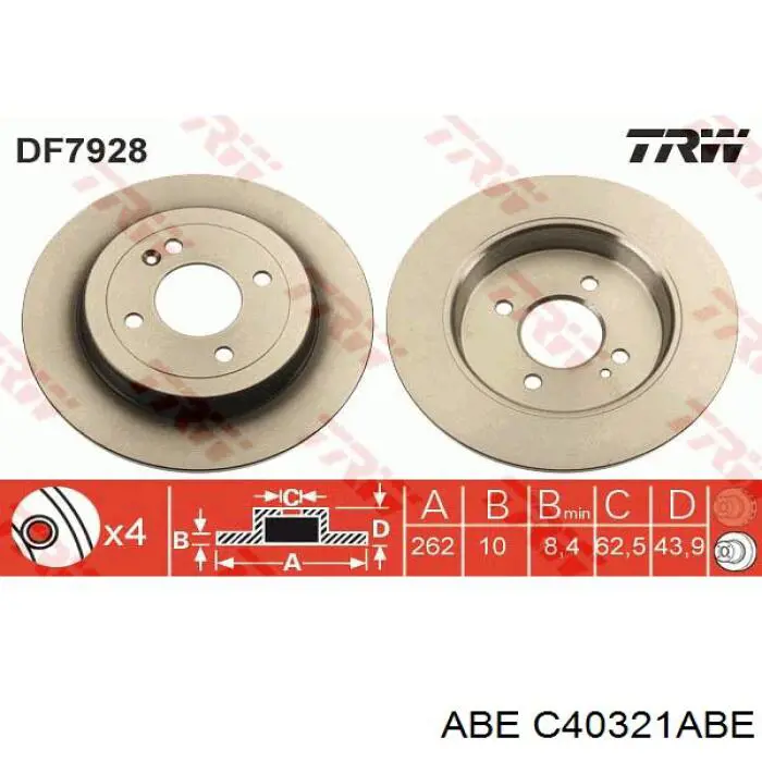 Купити C40321ABE ABE Диск заднього гальма
