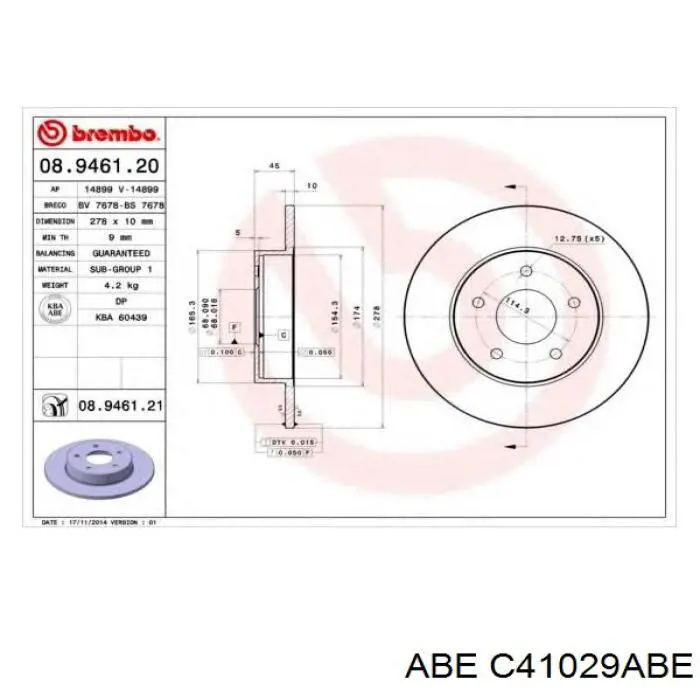 Гальмівні диски C41029ABE ABE