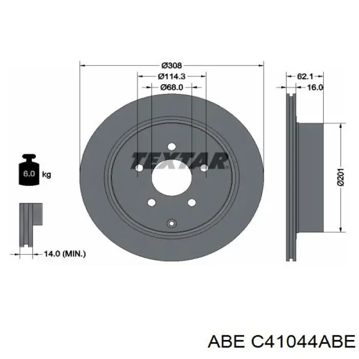 C41044ABE ABE диск гальмівний задній