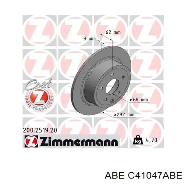 Диск гальмівний задній ABE C41047ABE