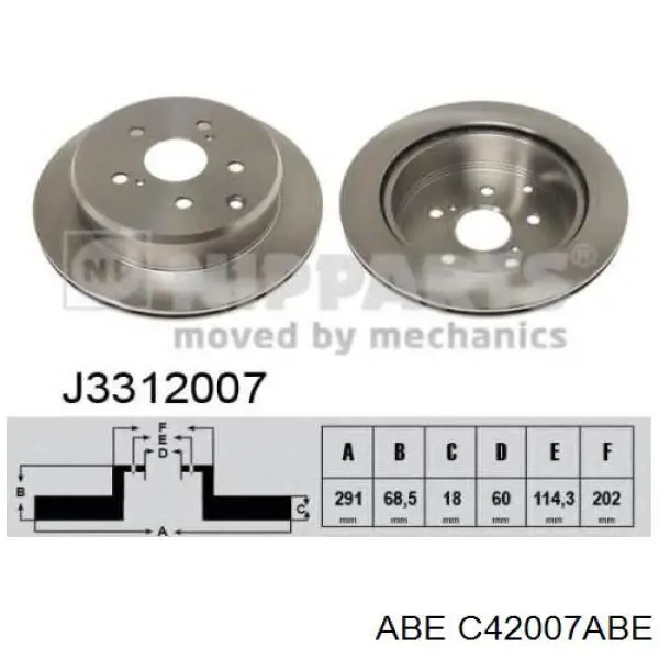 Диск гальмівний задній ABE C42007ABE