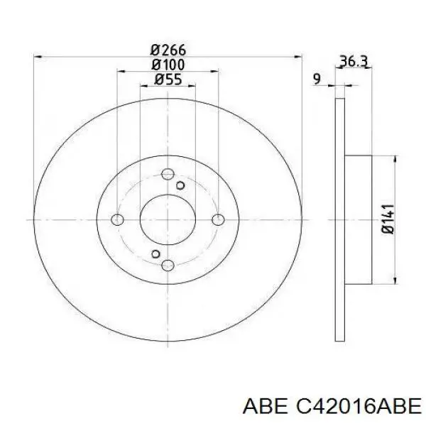 Диск гальмівний задній ABE C42016ABE