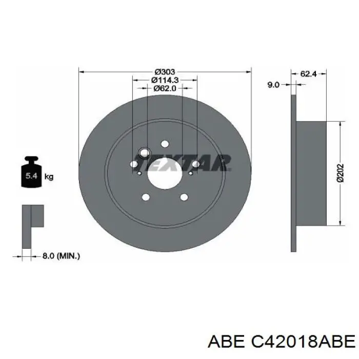 Купити C42018ABE ABE Диск заднього гальма