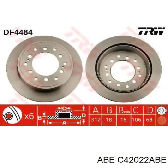 Диск гальмівний задній ABE C42022ABE