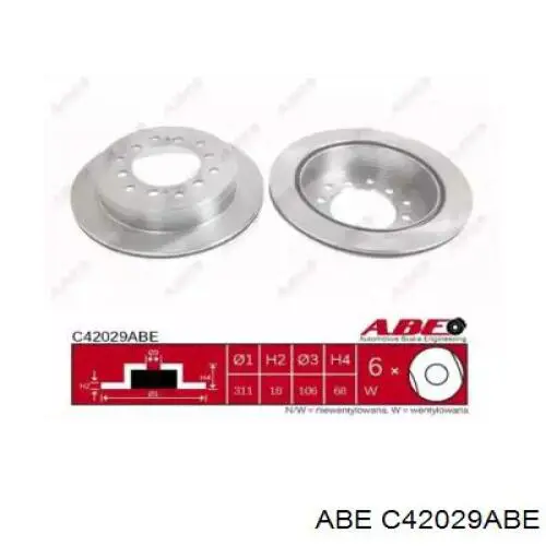 Купити C42029ABE ABE Диск заднього гальма