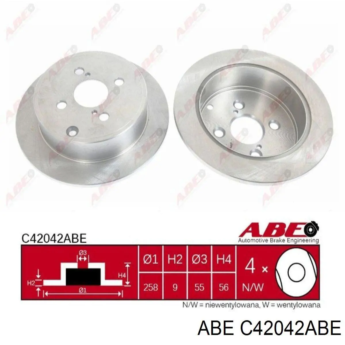 C42042ABE ABE диск гальмівний задній