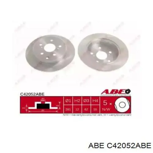 Диск гальмівний задній ABE C42052ABE