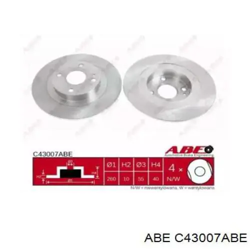 C43007ABE ABE диск гальмівний задній
