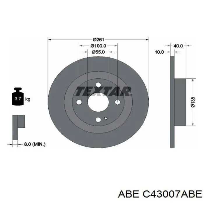 Купити C43007ABE ABE Диск заднього гальма