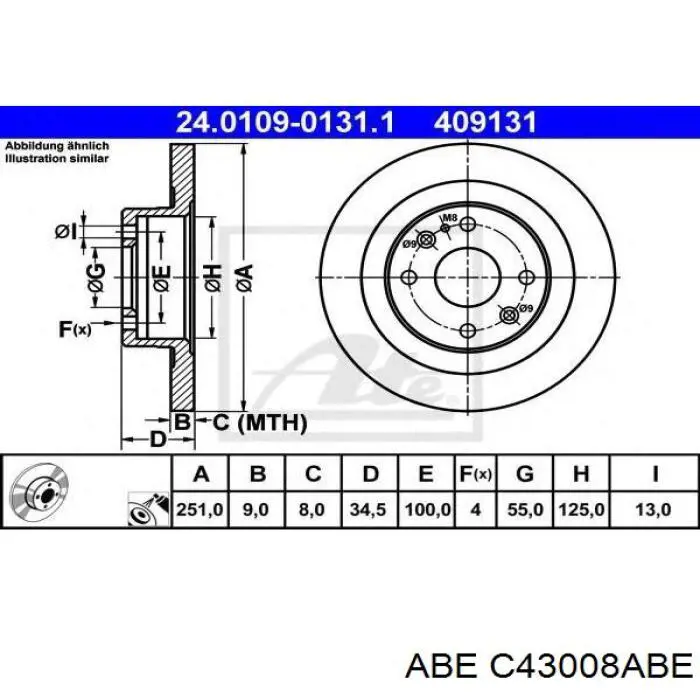 Гальмівні диски C43008ABE ABE