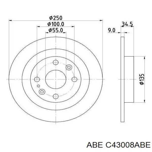 Купити C43008ABE ABE Диск заднього гальма