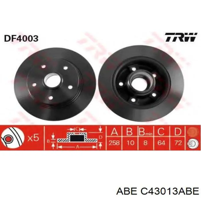 Задні дискові гальма ABE C43013ABE ціна, від 15.20 USD