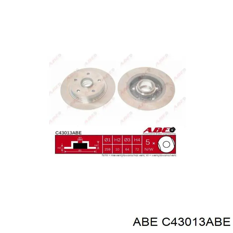 Купити C43013ABE ABE Диск заднього гальма