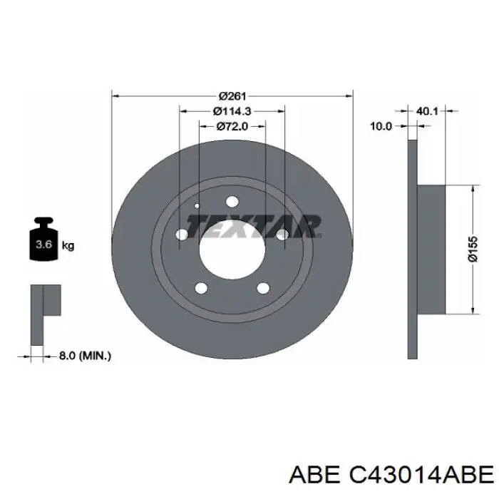Купити C43014ABE ABE Диск заднього гальма