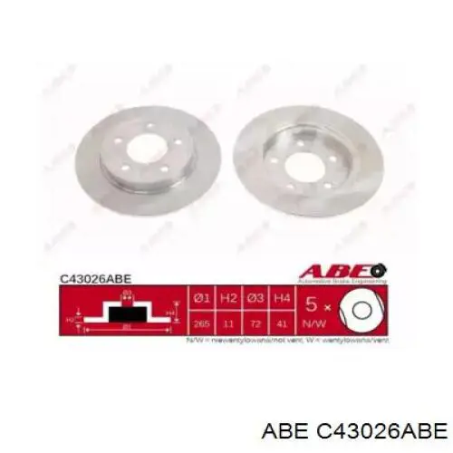 Задні дискові гальма ABE C43026ABE ціна, від 22.87 USD
