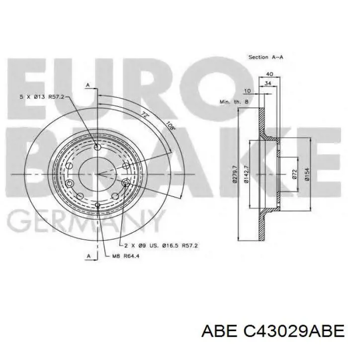 Купити C43029ABE ABE Диск заднього гальма