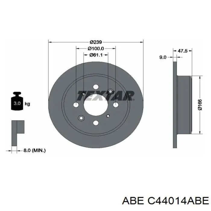 Купити C44014ABE ABE Диск заднього гальма