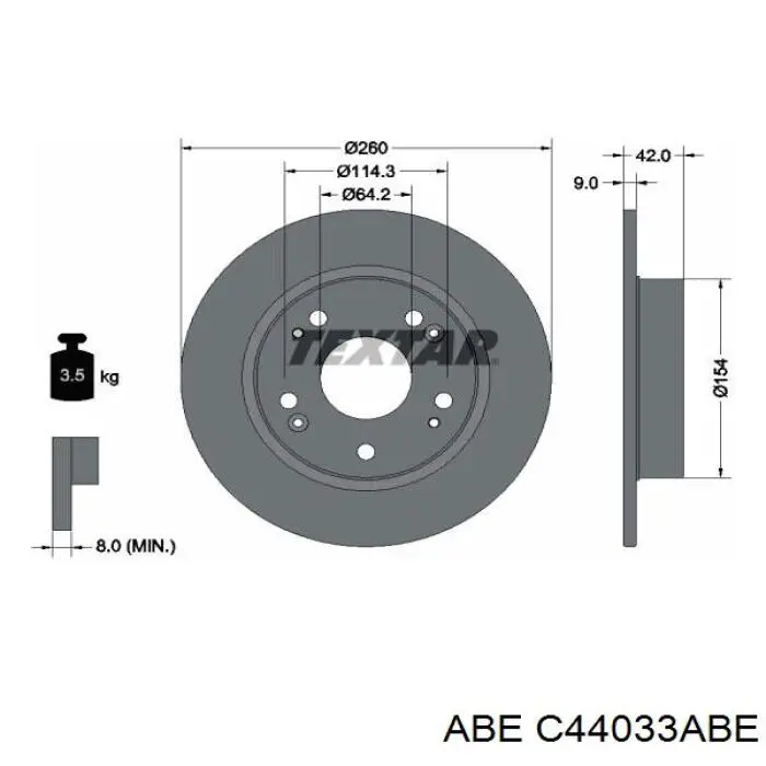 C44033ABE ABE диск гальмівний задній