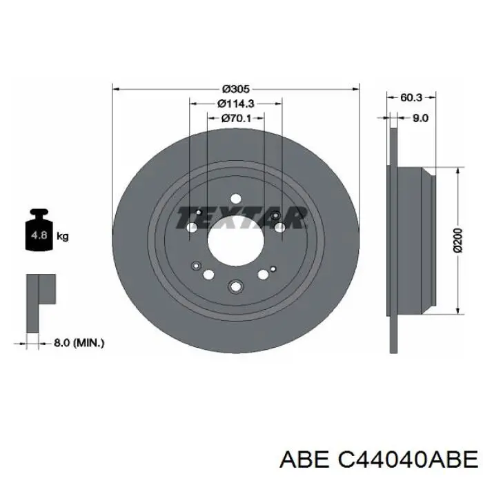 Купити C44040ABE ABE Диск заднього гальма