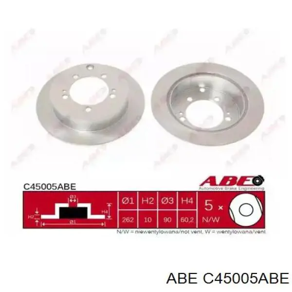 C45005ABE ABE диск гальмівний задній